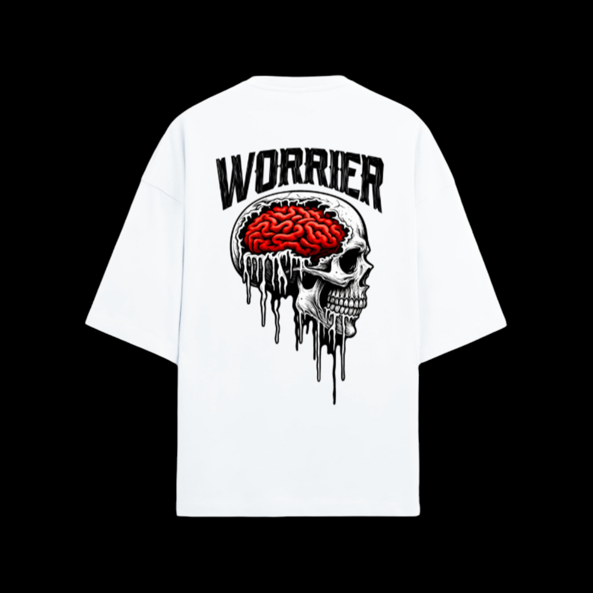 WORRIER Oversized Unisex- T-Shirt – Dripping Skull Brain Graphic | MONOQ Streetwear