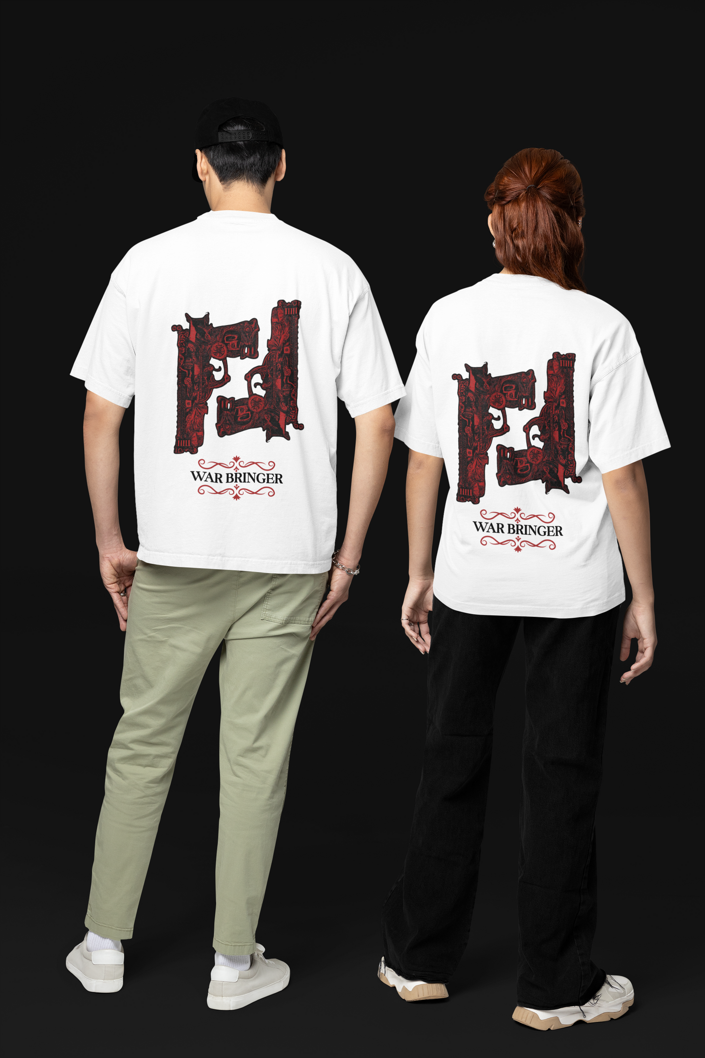 War Bringer -Bold Streetwear Tee with Back & Front Print Unisex Terry Oversized Tee