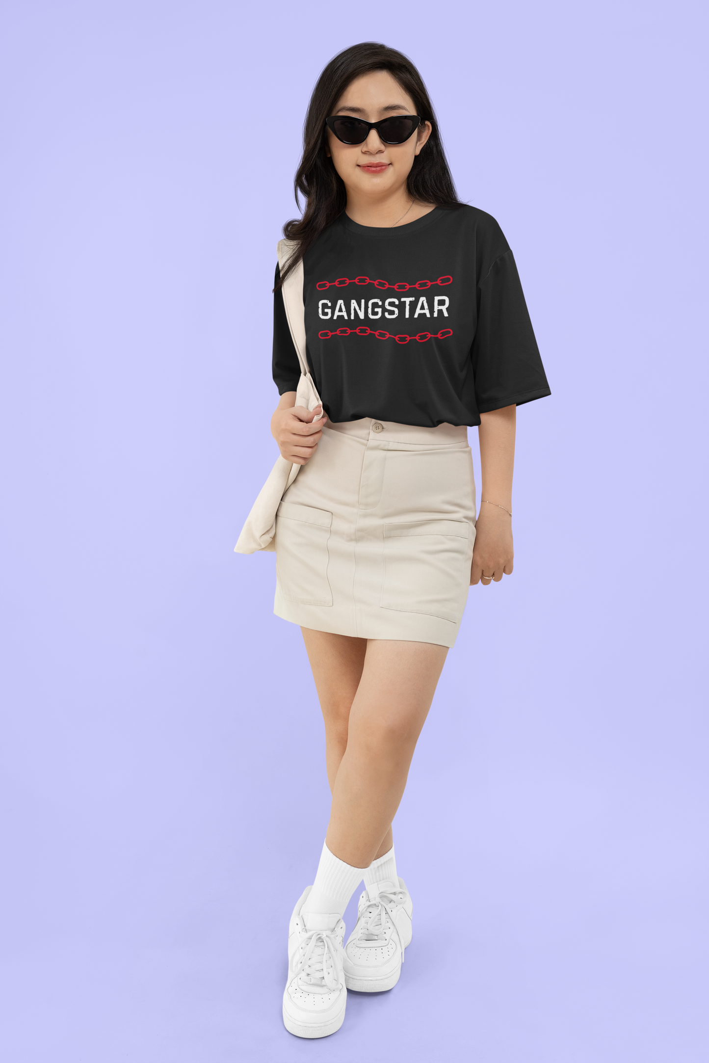 GANGSTAR Oversized-Unisex T-Shirt – Red Ski Mask Graphic | Streetwear for Rebels by MONOQ