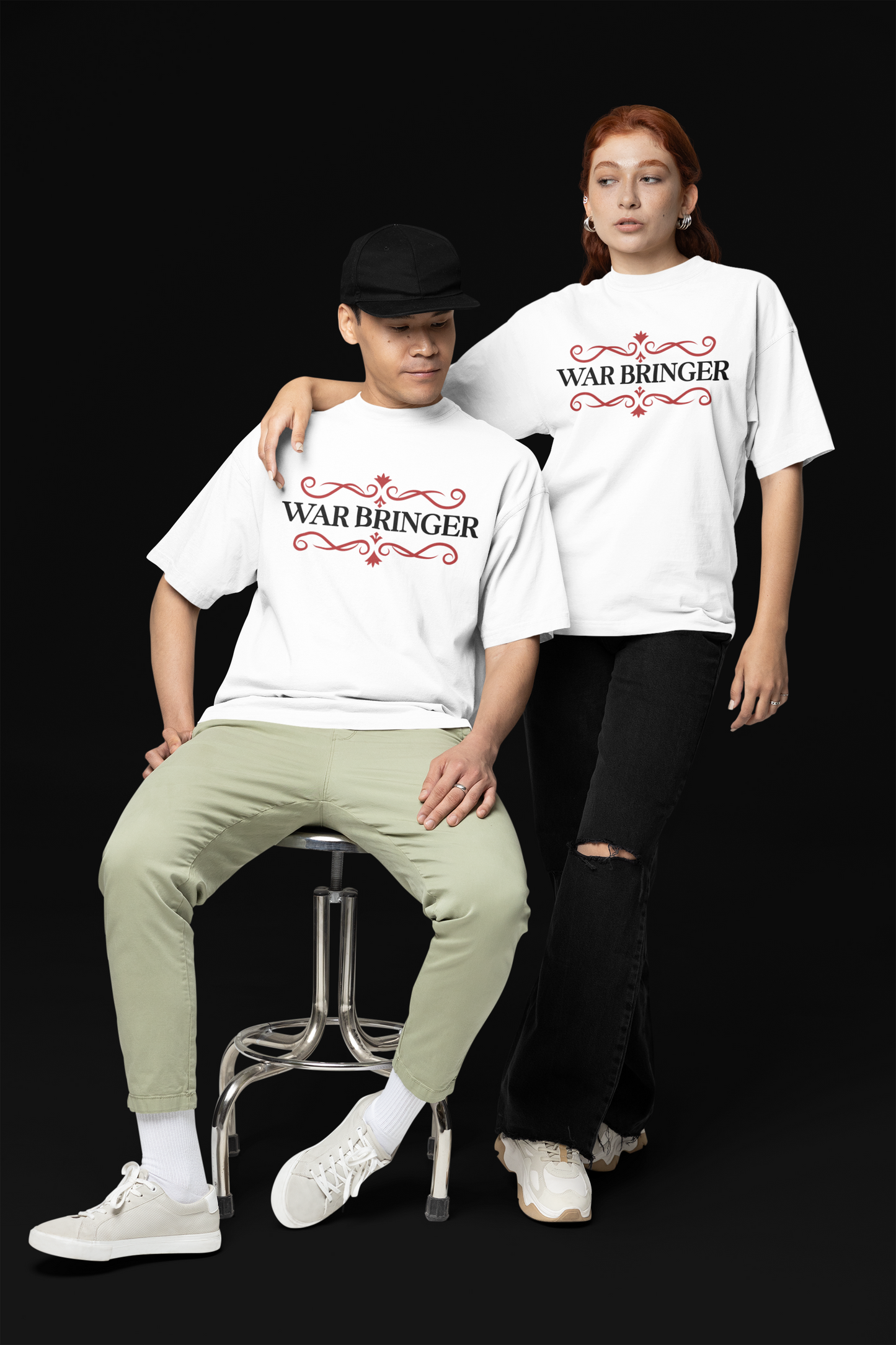 War Bringer -Bold Streetwear Tee with Back & Front Print Unisex Terry Oversized Tee