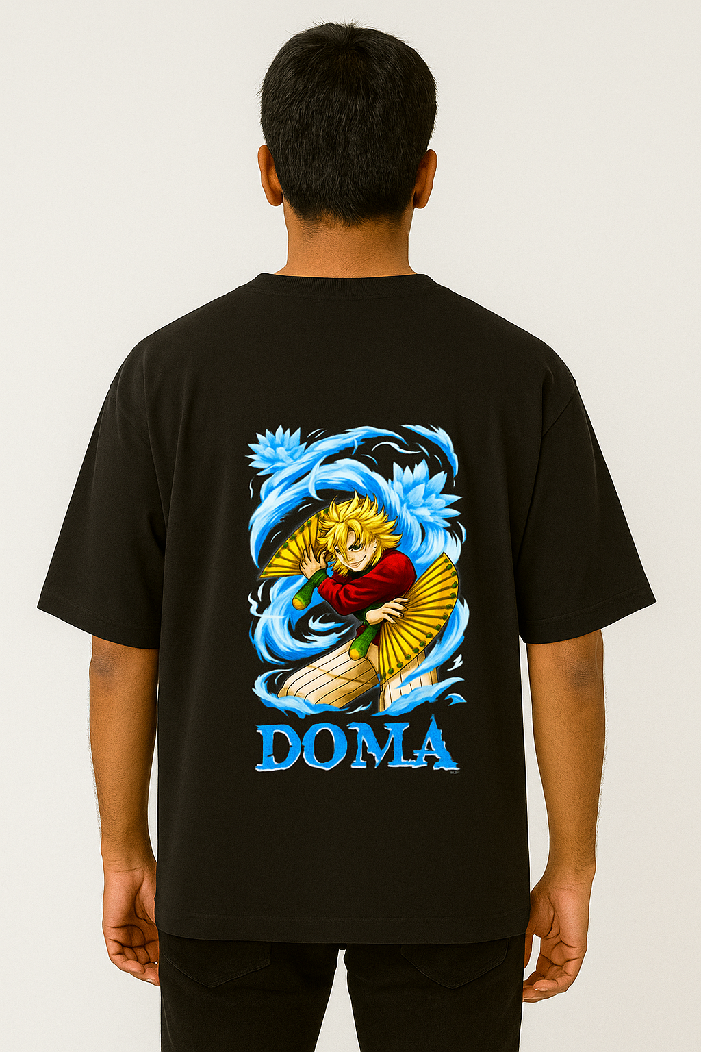 Doma Oversized Anime T-Shirt – Black Unisex Tee with Water Style Art | MONOQ