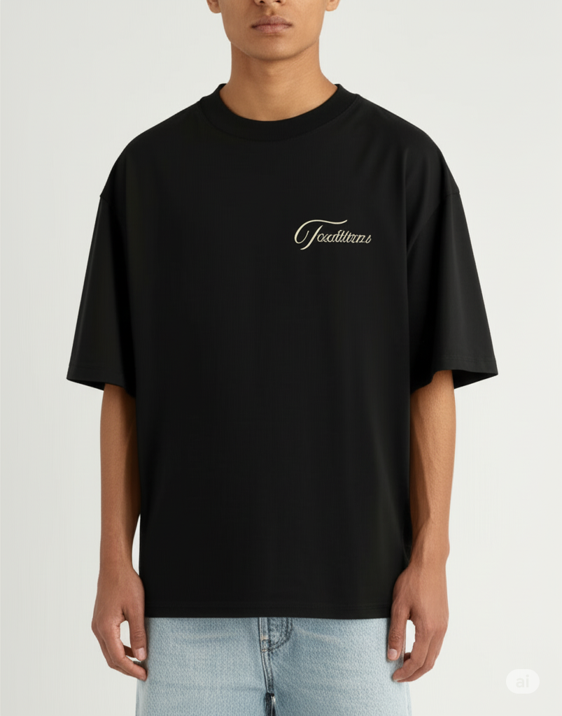 Traditions Black Oversized Unisex  T-Shirt – Flaming Rose Graphic Streetwear Tee | MONOQ