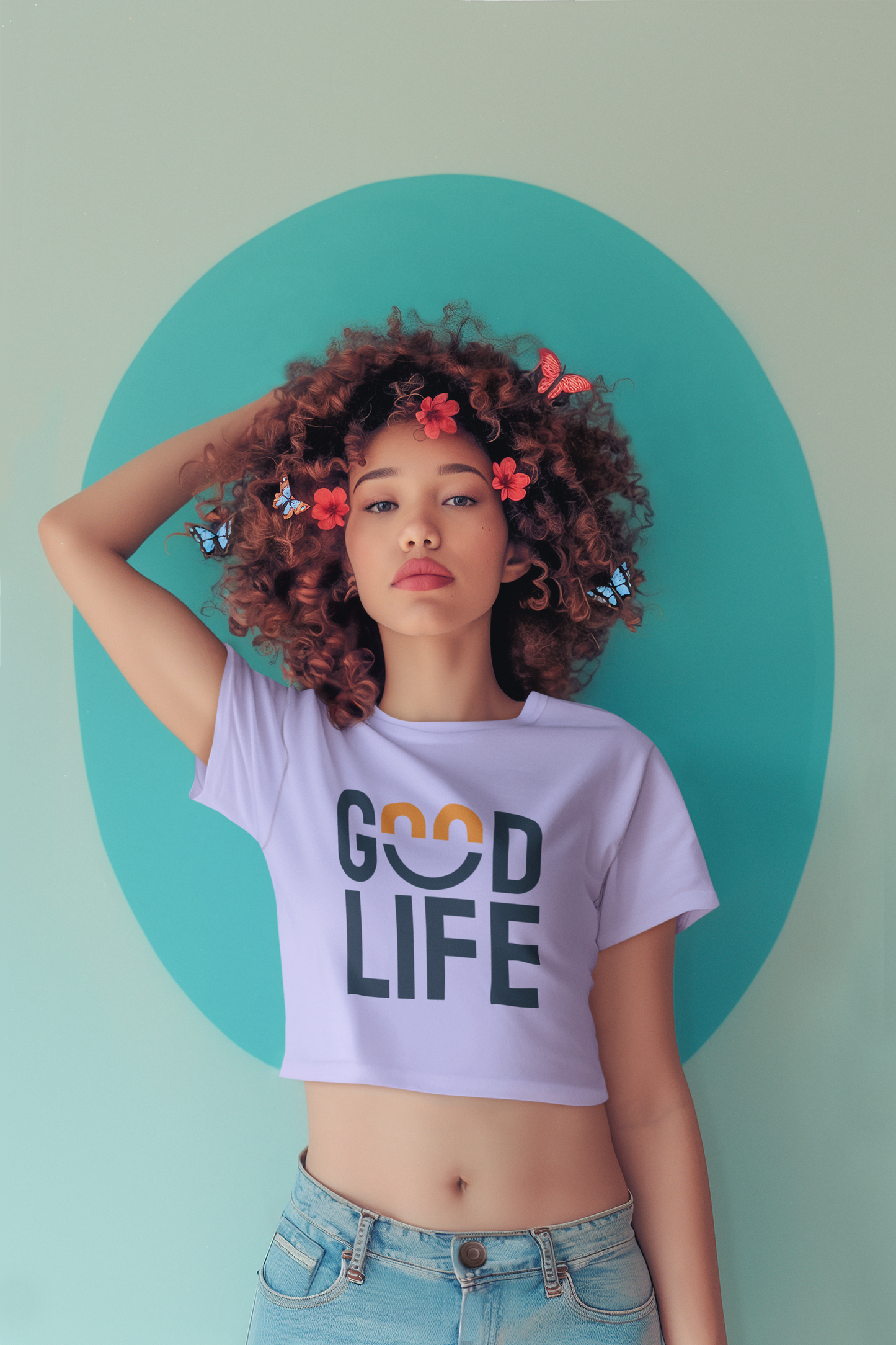Good Life Pink Crop Top T-Shirt – Positive Vibes Graphic Tee for Women | MONOQ