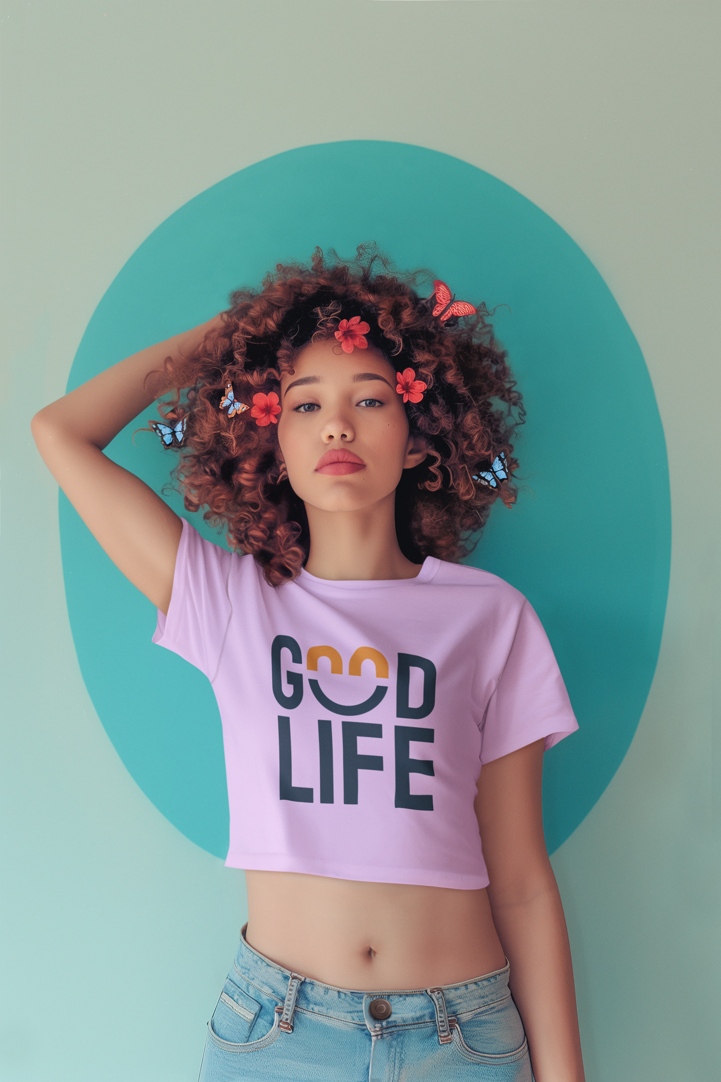 Good Life Pink Crop Top T-Shirt – Positive Vibes Graphic Tee for Women | MONOQ