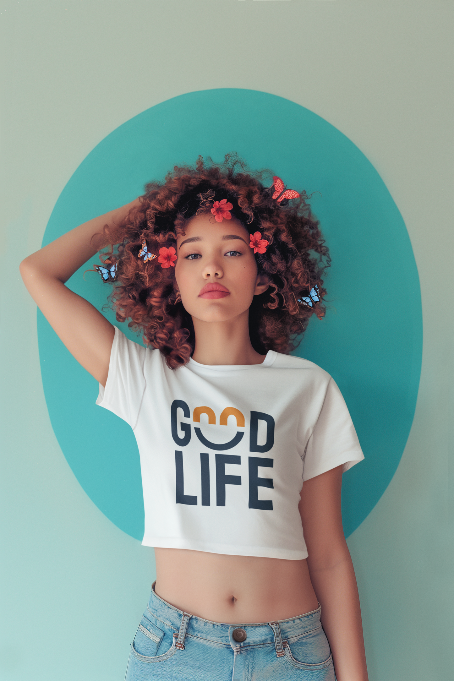 Good Life Pink Crop Top T-Shirt – Positive Vibes Graphic Tee for Women | MONOQ